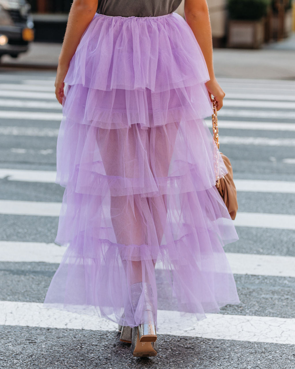 Liza High Low Tiered Tulle Maxi Skirt - Lilac - SALE