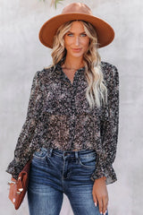 Loyalty Floral Ruffle Crop Blouse