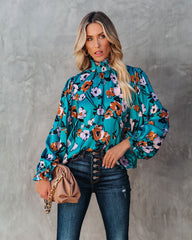 Maryweld Floral Satin Smocked Blouse