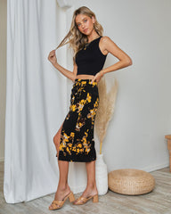 Miramar Floral Ruched Midi Skirt