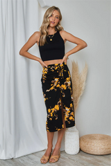 Miramar Floral Ruched Midi Skirt