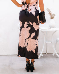 Sprout Satin Floral Midi Skirt