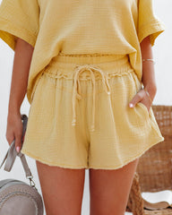 Sumner Cotton Pocketed Frayed Shorts - Yellow