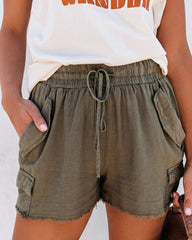 Tomboy Linen Blend Pocketed Cargo Shorts