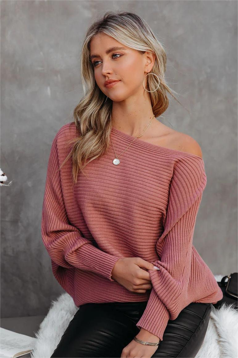 Tremont Ribbed Dolman Sweater - Mauve