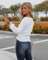 Vanish Square Neck Knit Sweater - White - FINAL SALE