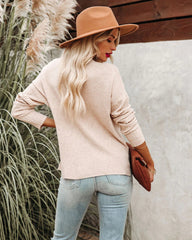 Oatmeal Ribbed Knit Sleeves Sweater