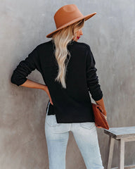 Black Ribbed Knit Sleeves Sweater