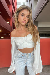 April Puff Sleeve Wrap Crop Top