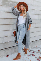 Heather Grey Knit Long Cardigan