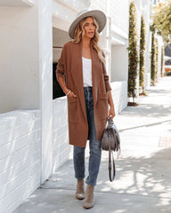 Brown Open Front Cardigan