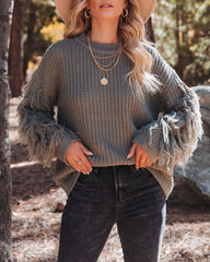 Coronado Fringe Sleeve Knit Sweater - Olive - FINAL SALE