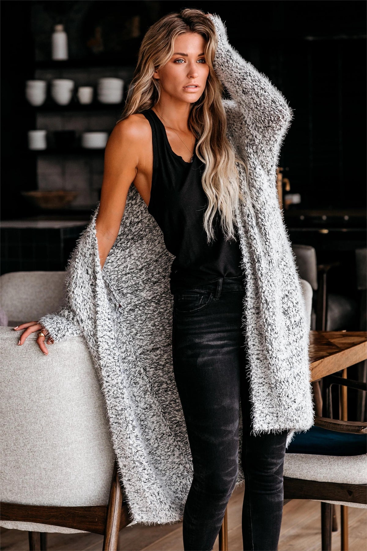 Heather Gray Knit Long Cardigan