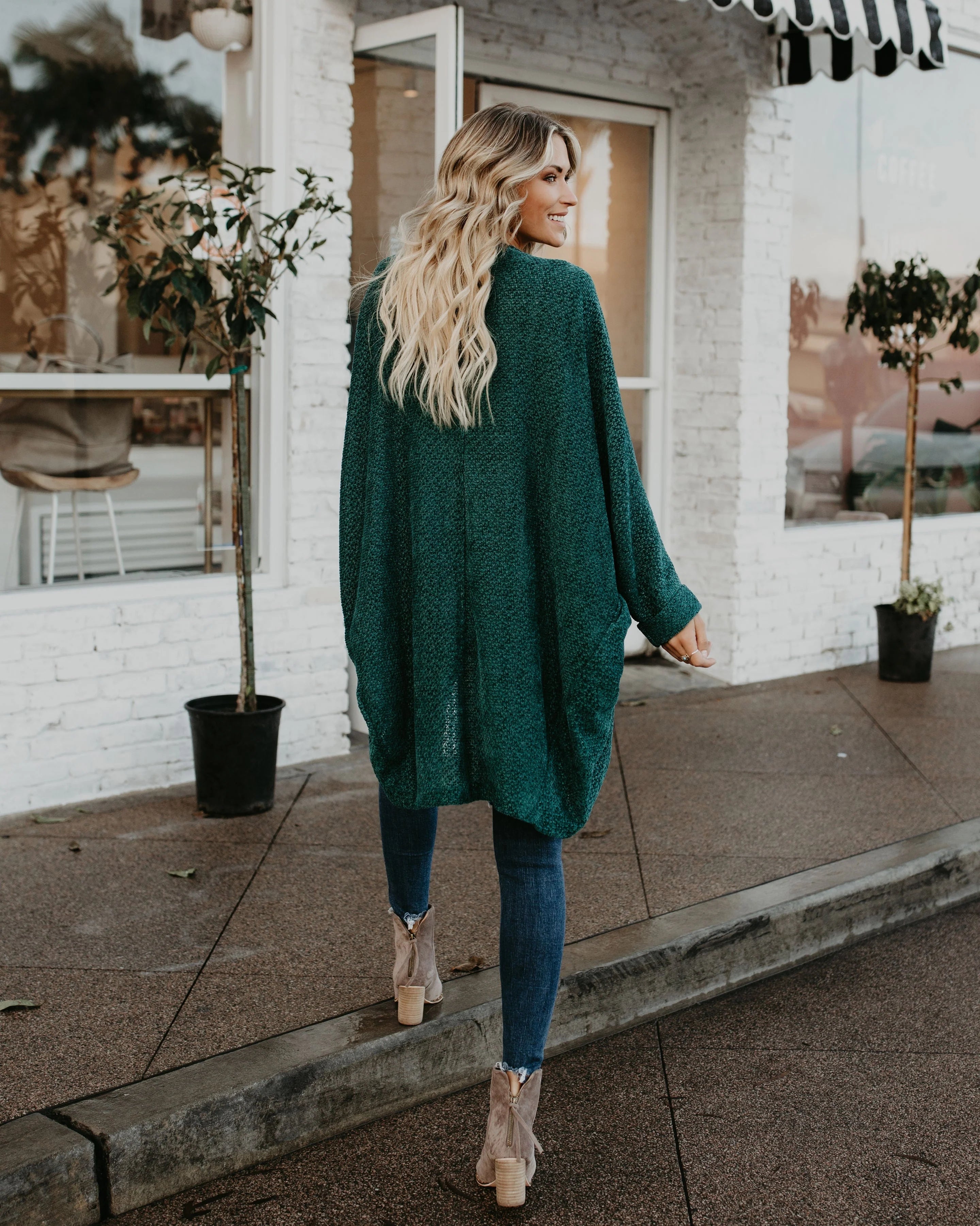 Pine Tree Batwing Open Front Cardigan