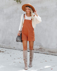 Northwest Cotton Linen Pocketed Romper - Rust