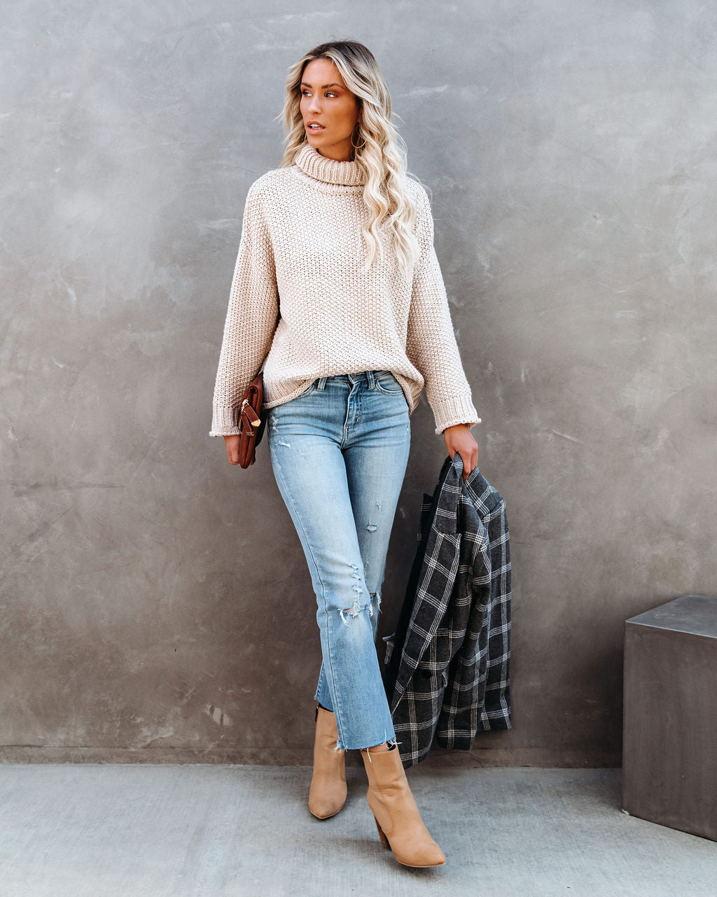 Quay Turtleneck Knit Sweater - Beige - FINAL SALE