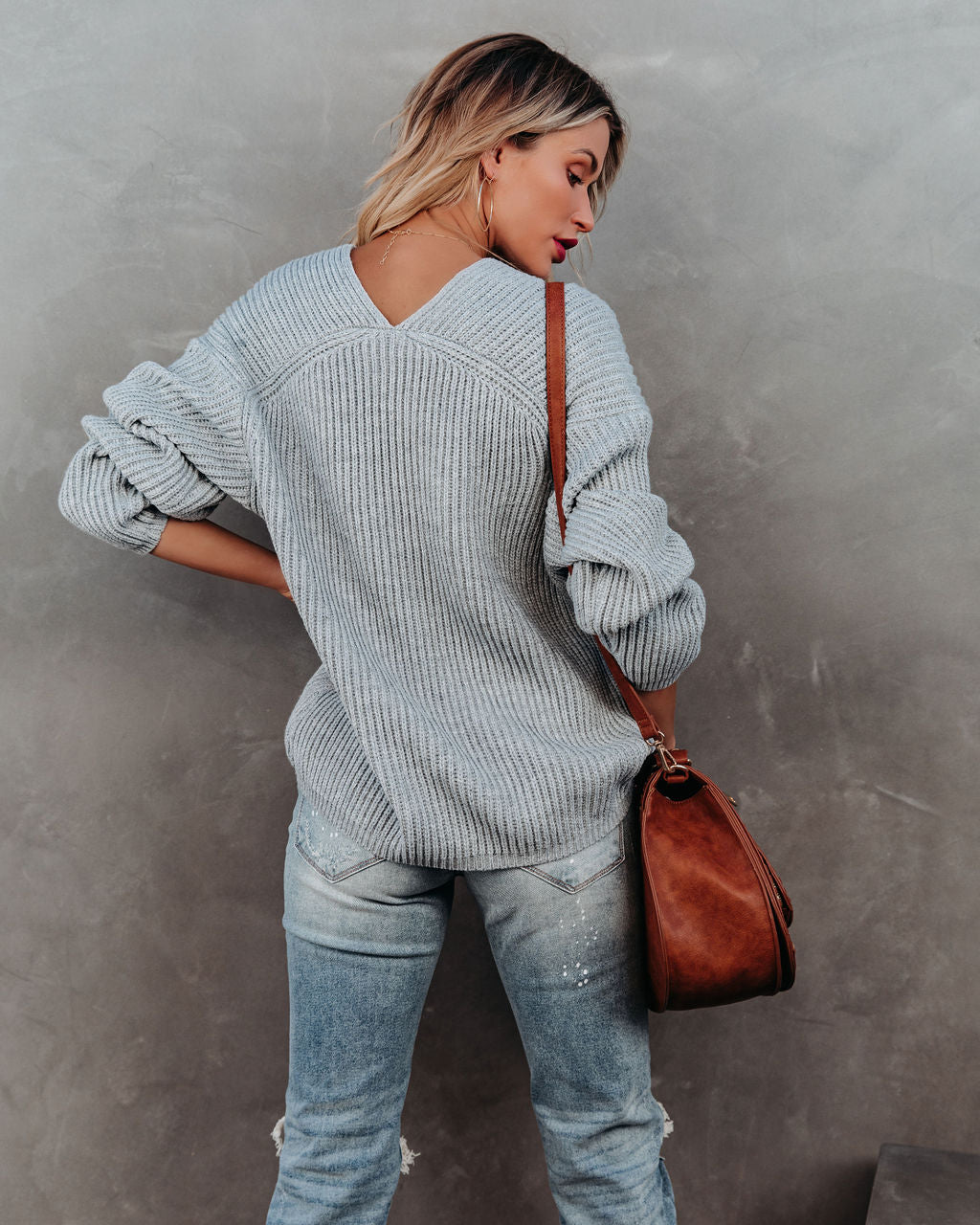 Repeat After Me Knit Sweater - Heather Grey