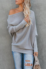 Solid Drop Shoulder Ribbed Knit Sweater