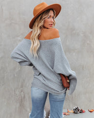 Heather Grey Ribbed Knit Sweater