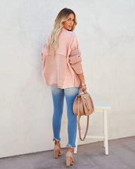 Light Pink Ribed Knit Cardigan