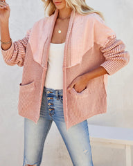 Light Pink Ribed Knit Cardigan