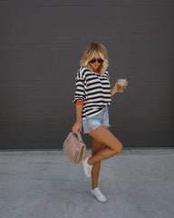 Black Striped Loose Fit Top