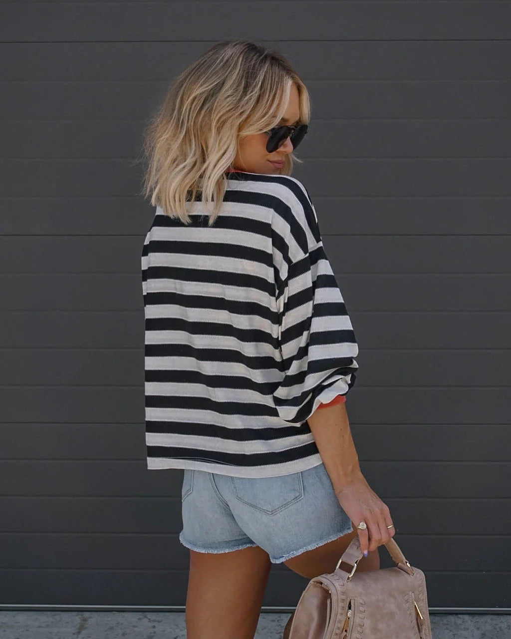 Black Striped Loose Fit Top