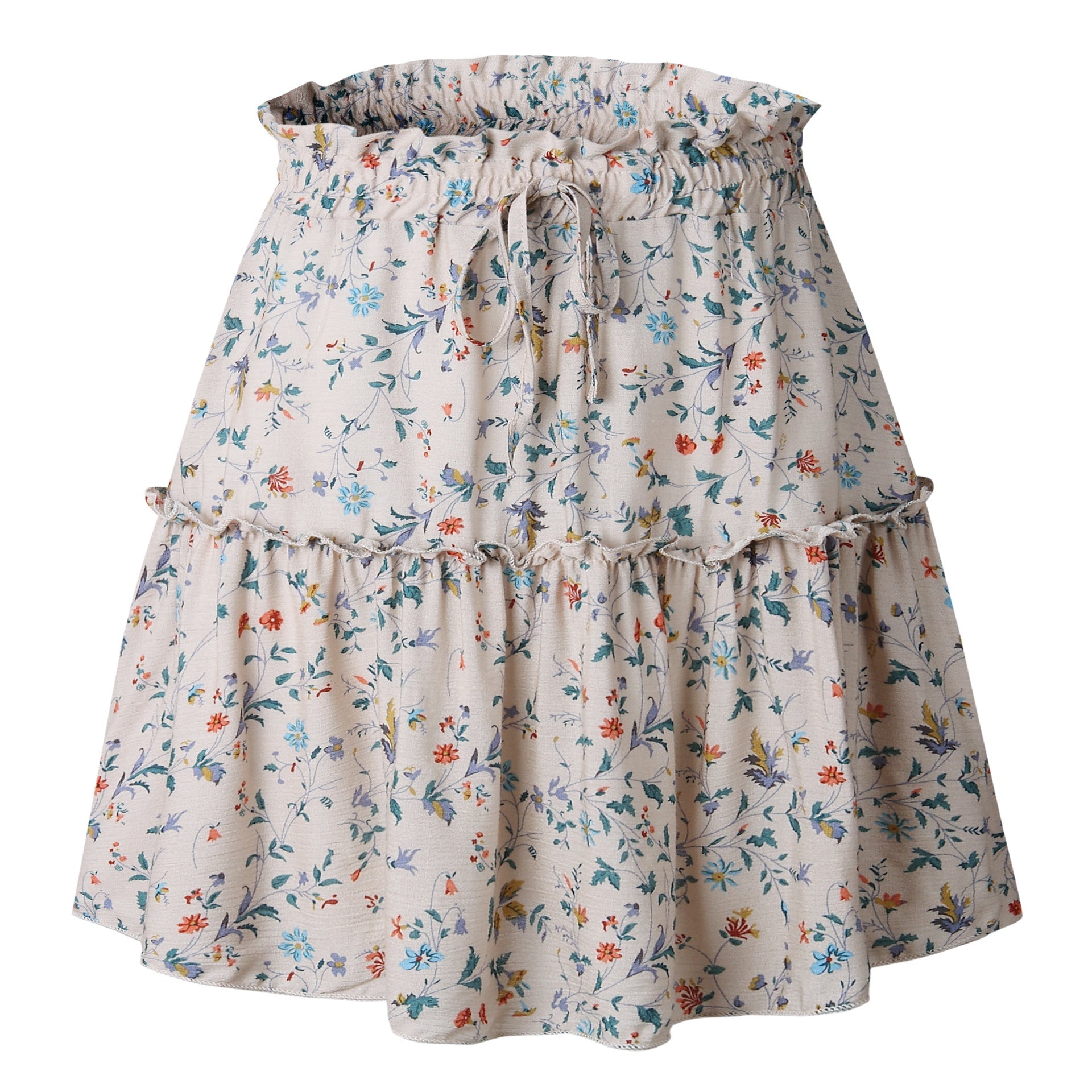 Delicate Beige Floral Withdraw Mini Skirt