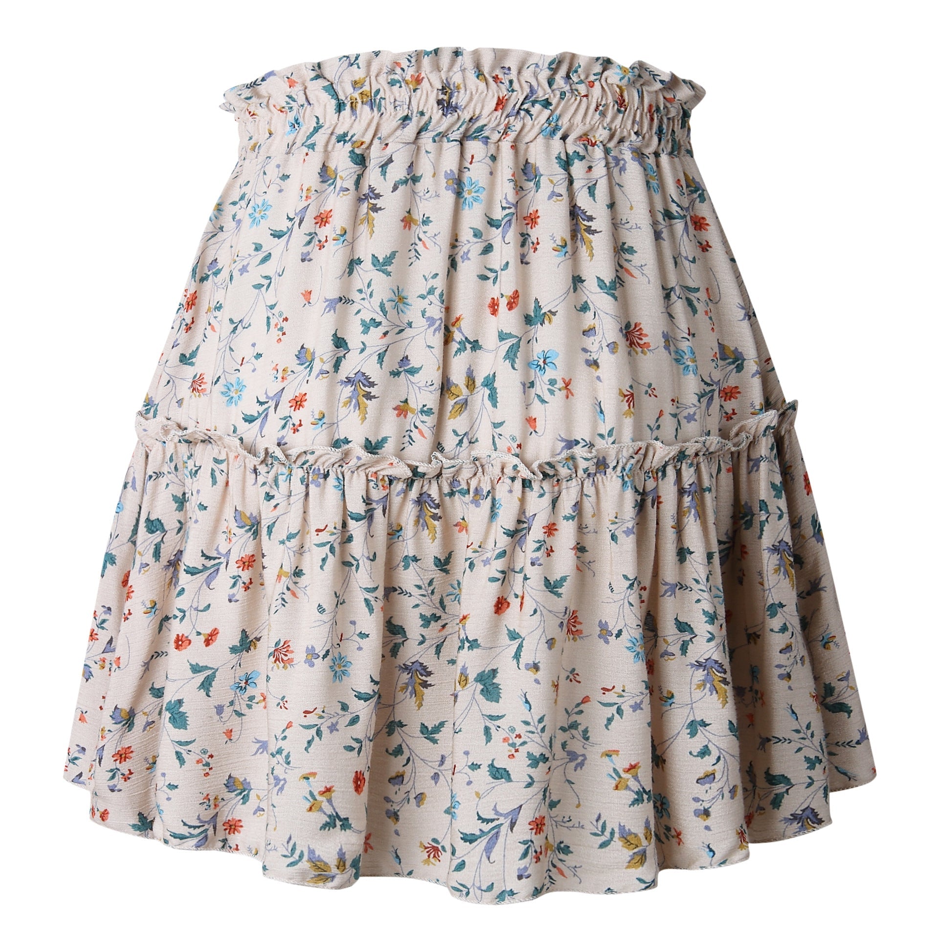 Delicate Beige Floral Withdraw Mini Skirt