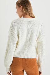 White Cable Knit Cardigan