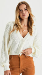 White Cable Knit Cardigan