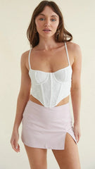 White Lace Corset Cami Top