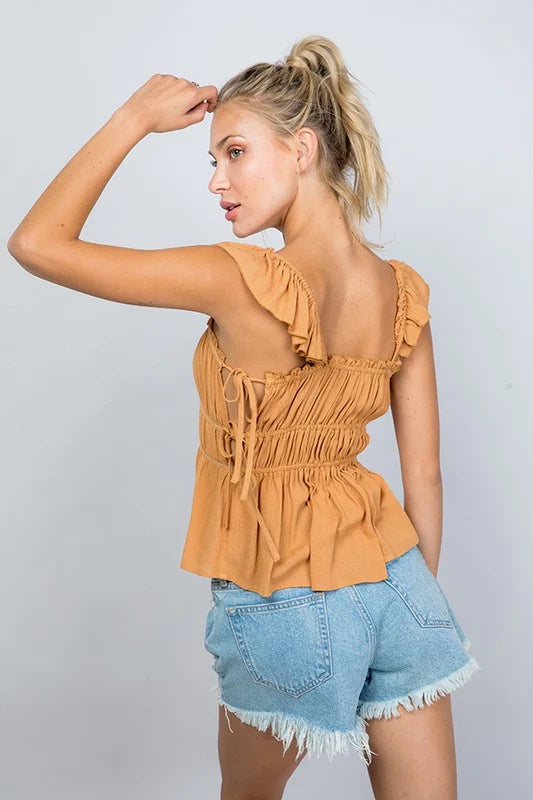 Orange Ruffle Tank Top