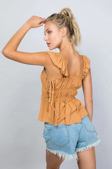 Orange Ruffle Tank Top