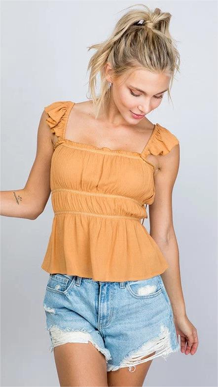 Orange Ruffle Tank Top