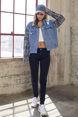 Blue Denim Paneled Jacket