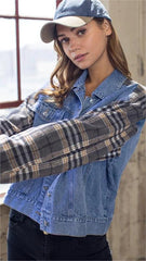 Blue Denim Paneled Jacket