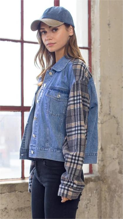 Blue Denim Paneled Jacket