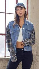 Blue Denim Paneled Jacket