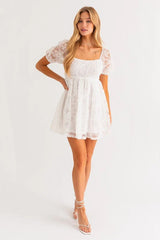 White Crochet Lace Mini Dress