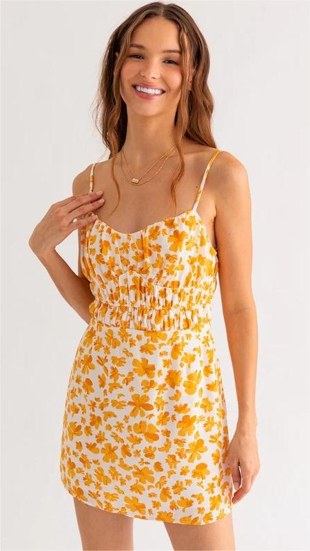 Yellow Floral Mini Dress