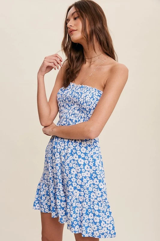 Blue Floral Mini Dress