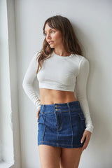 Blue Denim Bodycon Mini Skirt