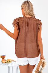 Brown Layered Sleeves Top