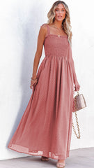 Dusty Pink Smocked Maxi Dress