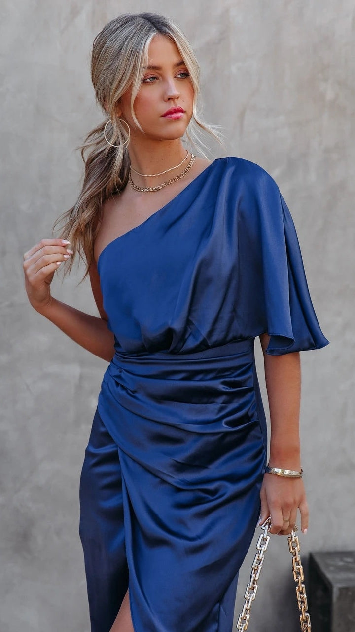 Royal Blue One Shoulder Formal Dress