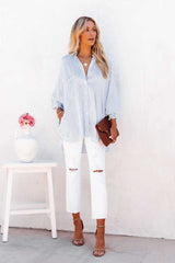 Blue Pinstripe Print Button Down Shirt