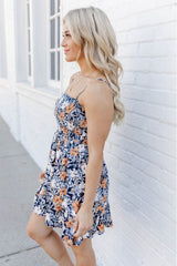 Navy Floral Slip Mini Dress