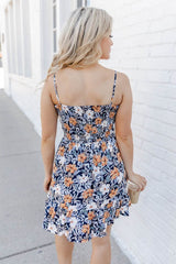 Navy Floral Slip Mini Dress