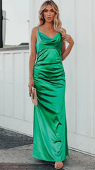 Green Cowl Neckline Cami Maxi Dress